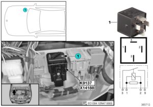 Fuse box diagram BMW x1 e84 and relay with assignment and location