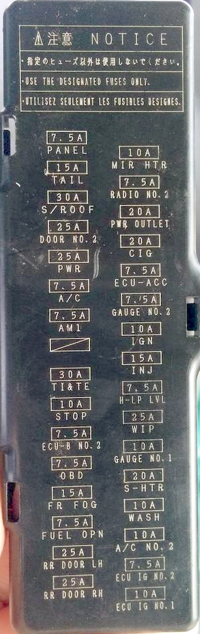 Fuse Box Diagram Toyota Camry 40 And