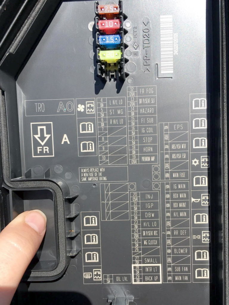 Fuse box diagram Honda Civic 9G and relay with designation and location