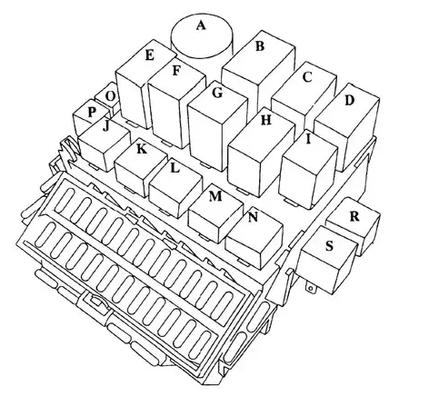 Fuse box diagram Volvo 740 and relay with assignment and location